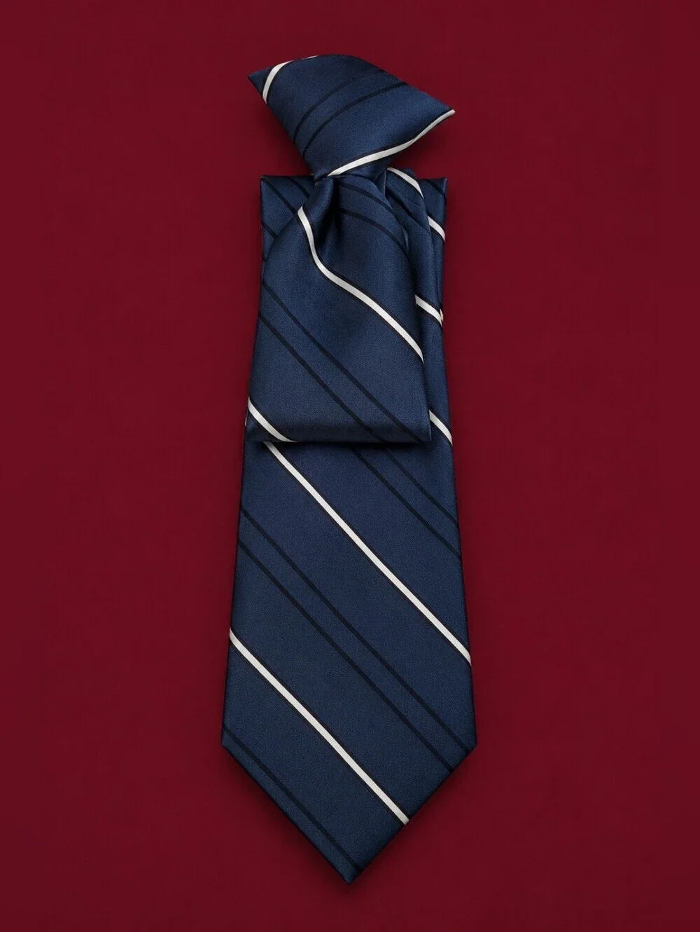 3/$30 Vtg SEARS 1980s Blue and White Striped Slim Clip-on Tie